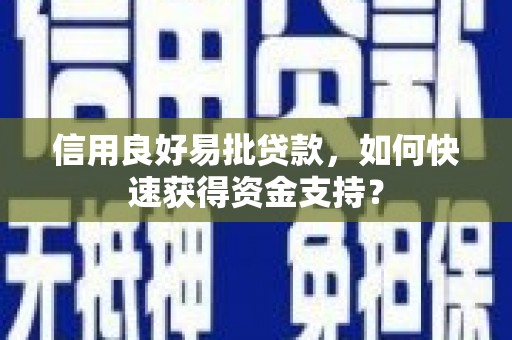 工布江达信用良好易批贷款，如何快速获得资金支持？