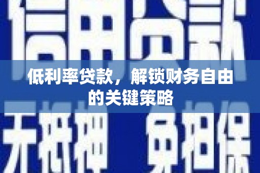 大安低利率贷款，解锁财务自由的关键策略