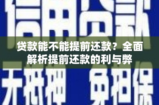 大城贷款能不能提前还款？全面解析提前还款的利与弊